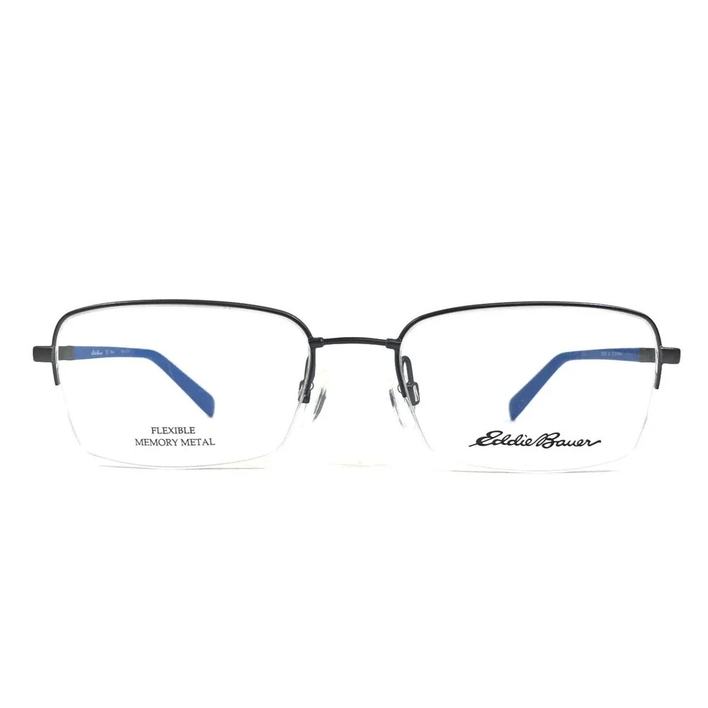 Eddie Bauer Eyeglasses Frames EB32035 BL Blue Gray Rectangle Half Rim 55-19-140